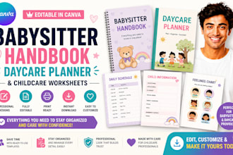 editable canva babysitter handbook daycare planner and children worksheets