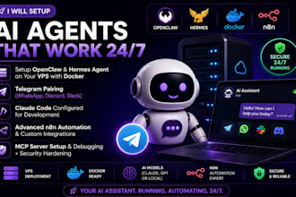setup openclaw hermes agent vps docker telegram claude code n8n