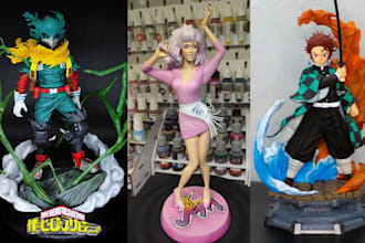3d print and paint anime figure miniature painting 3d statue stl resin printing