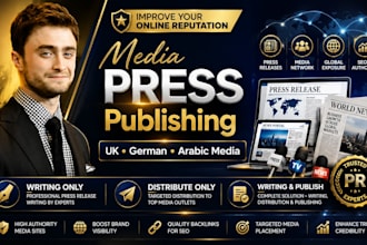 improve your online reputation with media press publishing in UK, german, arabic
