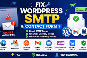 create or fix wordpress SMTP contact form 7, gravity form configure email issue