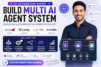 build multi ai agent system, crewai, lindy ai, make com, n8n workflow automation