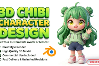design 3d chibi character mascot plushie vinyl toy for 3d printing