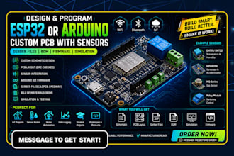 design and program a custom esp32 or arduino pcb with sensors and gerber files