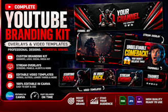 full youtube branding kit, overlays, video templates