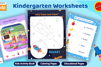do printable kindergarten activity worksheets and KDP books