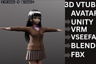 create custom 3d vtuber avatar modeling, rigging for vrm, vseeface, animaze