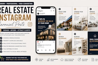design modern real estate instagram carousel posts