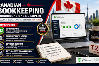 canada bookkeeping quickbooks online bank reconciliation t2 gst hst for business