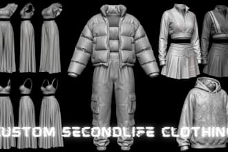 create custom mesh clothing for second life meitreya, legacy and reborn bodies