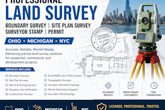 ohio michigan nyc land survey, boundary survey, site plan surveyor stamp permit