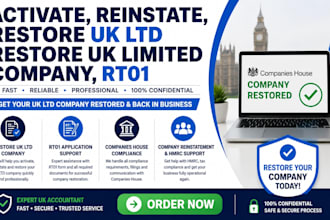 activate, reinstate, restore uk ltd, restore uk limited company, rt01, strikeoff