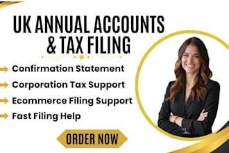 file uk annual account, confirmation statement and corporation tax for ecommerce