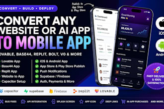 lovable to ios capacitor app base44 replit ai rork app android app store publish