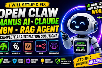 setup open claw open claw tutorial fix manus ai claude setup n8n rag agent setup