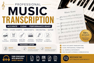 transcribe chord chart piano transcription leed sheet orchestral music guitar