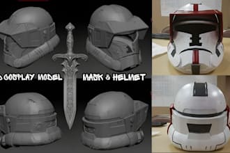 create anime cosplay mask, helmet and props stl file for 3d printing