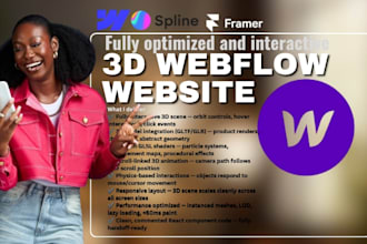 3d animated webflow website interactive landing page r3f scroll animations webgl