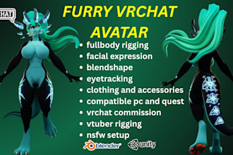 create custom 3d vrchat avatar, furry avatar, vtuber model for PC or quest
