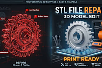 repair stl file, edit 3d model, fix mesh for flawless 3d printing