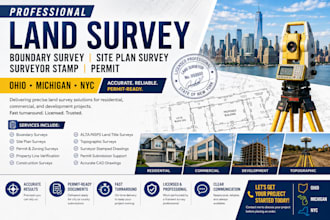 ohio michigan nyc land survey, boundary survey, site plan surveyor stamp permit