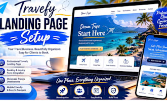 design a travefy landing page with booking form integration and  connect domain