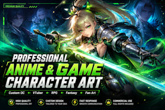 design professional anime and game character art for your custom characters