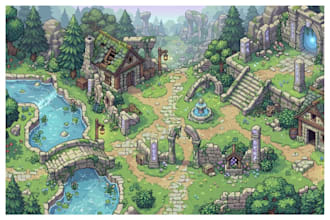 custom pixel art tileset game art tile map game sprite sheet pixel art character