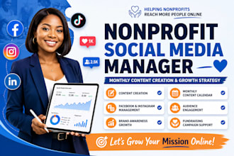 be your nonprofit monthly social media marketing manager and content creator