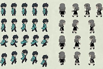 create pixel art tileset, sprite sheet, 2d sprite sheet, pixel game assets, rpg