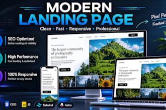 develop a responsive landing page or front end website using HTML CSS