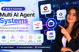 build multi ai agent system with crew ai lindy ai n8n automation and make com