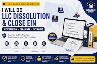 do llc dissolution, dissolve llc in new mexico, delaware, wyoming and close ein