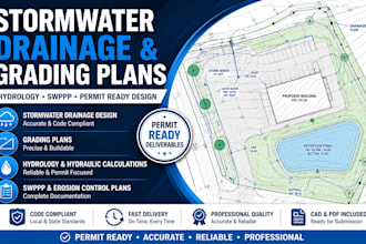 design stormwater drainage, grading plans, hydrology and swppp