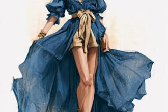 draw fashion illustration , sketch , model