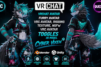 do vrchat furry avatar 3d vrchat fursona, vrc furry nsfw avater vtuber model