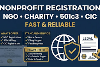 do nonprofit, charity, ngo, 501c3 and cic registration services