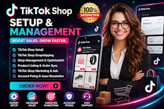 setup tiktok shop fix and manage dropshipping stores facebook ig pages for sales