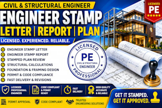civil and structural engineer stamp letter, engineer stamp report, stamped plan