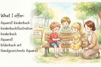 erstelle aquarell kinderbuchillustration und handgezeichnete aquarell art