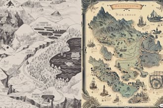 do handrawn fantasy book map cartography book novel map illustration board games