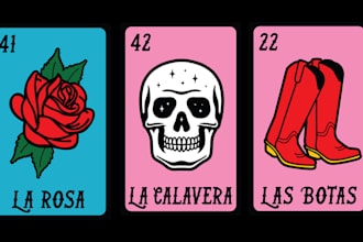 design loteria cards mexican theme millenial zoomers art dia de los muertos