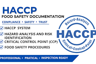create a complete haccp plan, food safety documentation, and compliance report