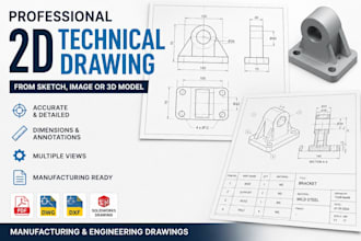 create 2d technical drawings for manufacturing