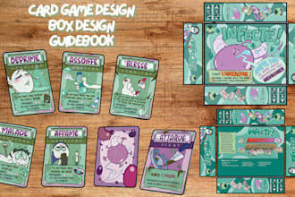 design card game board game, card box design with rulebook for party kids game