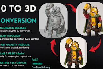 create 3d character design convert 2d to 3d images or sketches into 3d models