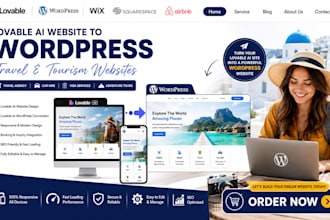 lovable ai travel tourism visa agency adventure car hire website to wordpress