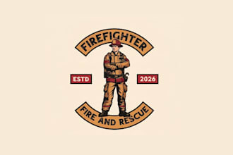 design unique fire fighter logo with free source files