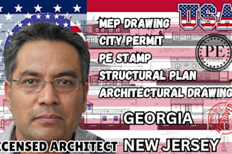 draw architecture, structure, mep drawings for ga, nj city permits with pe stamp