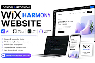 design and redesign wix harmony website ai wix studio wix cli custom velo wix